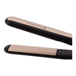 Remington Plancha de pelo cerámica sleek&curl S6500, placas extra-largas 110 mm, calentamiento rápido 15 seg, pantalla digital, negro/dorado