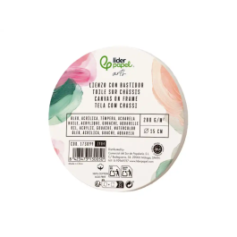 Liderpapel Bastidor Redondo Lienzo 100% Algodón Borde Madera 15 cm Gramaje 280g/m2 FSC