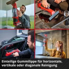 Einhell Limpiacristales a Batería BRILLIANTO, Inalámbrico 18V, Negro/Rojo - Para Ventanas y Superficies Lisas