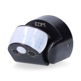 Edm Sensor de movimiento y crepuscular 15 m IP65 Negro con regulador de tiempo y luz, ángulo de detección 180°/360°, 1200W