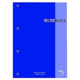 Recambio Pacsa Xblock Encolado A4 80H 90G 4 Taladros Cuadric.5X5 Azul (1 Color En Rayado Y Banda) 5 unidades Precio: 21.49999995. SKU: B1JLWTJGY7