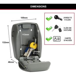 Master Lock Caja de Llave Segura Formato L con Seguridad Mejorada y Montaje en Pared Gris