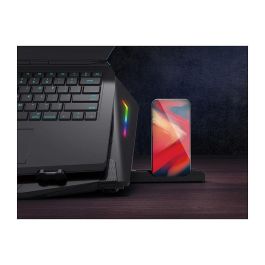 Conceptronic THYIA02B Soporte Refrigeración Portátil Gaming con Ventiladores RGB y LCD, Ajustable Ergonómico para Laptops hasta 17"