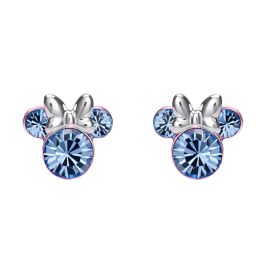 Disney Pendientes Minnie Mouse Diciembre, bañados en plata con piedra de nacimiento púrpura, estuche de regalo oficial