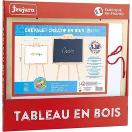 Jeujura Caballete de Madera Creativo con Pizarra Reversible Magnética para Tiza y Fieltro, incluye Letras, Tiza y Caja, 105cm, +3 años
