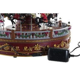 DKD Home Decor Carrusel de Navidad Tradicional con Movimiento Musical y Luces LED, de Resina y PVC Multicolor, 30x30x30 cm
