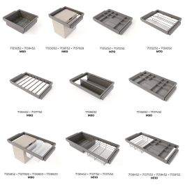 Emuca Bastidor con guías de cierre suave y extracción total para accesorios de armario Quartz, 662-688mm, Aluminio y Plástico, Titanio