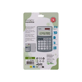 Liderpapel Calculadora Bolsillo XF15 10 Dígitos Solar y Pila Color Gris 123x75x12 mm