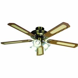 Farelek 112470 Ventilador de Techo Reversible Baleares Ø 132 cm, 5 Aspas Nogal/Caña con Iluminación 3 Tulipanes 60W E27