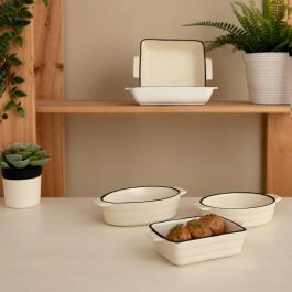Quid Cocco Cazuela Ovalada de Gres Blanco Apta para Horno Microondas Lavavajillas 19x10,5x5 cm (12 Unidades)