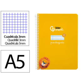 Liderpapel Cuaderno espiral Pautaguía A5 tapa blanda 40 hojas cuadro pautado 3mm color amarillo Precio: 6.50000021. SKU: B17M4FH3G5