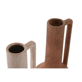 DKD Home Decor Jarrón de Cerámica Estilo Urban con Asa, Terracota Beige, 16x16x35 cm - Set 4 Unidades