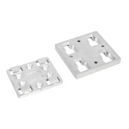 RUJZ Placa de Enganche Cuña QUARON para Patas de Mesa 80x80mm Níquel Satinado - Fácil Montaje, Máxima Seguridad