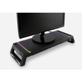 Deep gaming Elevador Soporte Monitor Gaming RGB con Hub USB 3.0 + 2x USB 2.0 Patas Plegables y Cajón Negro