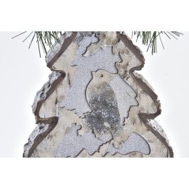 DKD Home Decor Set 4 Colgantes Decoración Navidad Alpina Árbol MDF LED Natural 14cm Alto Surtido