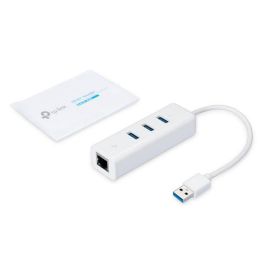 TP-Link UE330 Hub USB 3.0 de 3 Puertos con Ethernet Gigabit RTL8153, Conexión de Red Cableada de 1000 Mbps, Compatible con Windows, Mac, Chrome OS y Linux