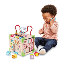 Vtech Baby VT3417766171054 Cubo Naturaleza Multiactividad Interactivo Juguete de Madera Certificado FSC