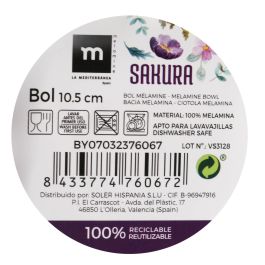 La Mediterranea Bol de Melamina Colección Sakura Brillo 10.5 cm (36 Unidades)