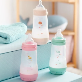 Mam 9001616836411 Juego de 2 Biberones Easy Start Clásico Anticolico 320 ml Caudal 3 Tetinas Menta