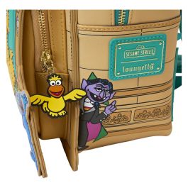 Loungefly Mochila Corner Barrio Sésamo 30cm Piel Vegana con Tirantes Ajustables y Bolsillo Delantero