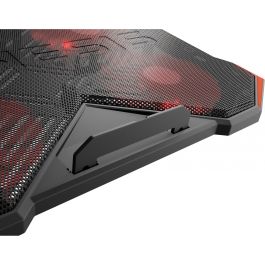 GENESIS Oxid 260 Base Refrigeradora para portátiles hasta 17.3" con 4 ventiladores, 8 Ángulos Ajustables, Gaming Negro/Rojo