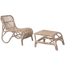 Tumbona Con Reposapies DKD Home Decor Natural 145 x 77 x 66 cm Set de 2