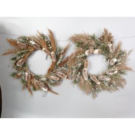 DKD Home Decor Corona Navidad Alpina Marrón Verde con LED, Flores Secas, para Puerta, 60 cm de Diámetro (2 Unidades) Precio: 32.0892. SKU: B18WQ6RH8S