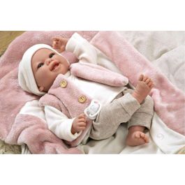 Muñecas Arias Muñeca Elegance Colin Rosa de 40 cm con Manta – Muñeco de Peso para Niños +3 Años