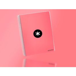 Cuaderno Espiral Antartik A4 Micro Tapa Dura 80 H 100 gr Cuadro 5 mm Sin Bandas 4 Taladros Color Coral