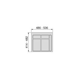 Emuca Base para contenedores de cajón cocina Recycle, 2 huecos, módulo 600mm, Plástico gris antracita