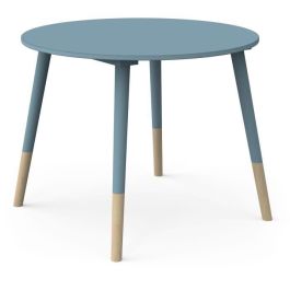 Demeyere AUC1703287709361 Conjunto de Mesa + 2 Sillas FIRMIANA, Estilo Escandinavo, Azul Tormenta y Madera Natural