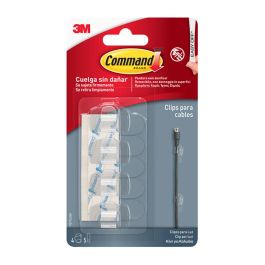 3M Sujetacables Command para cables redondos, blister de 4 clips y 5 tiras