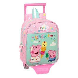 Mochila Escolar con Ruedas Peppa Pig Ice cream Verde Rosa 22 x 27 x 10 cm