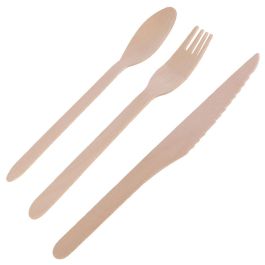 Saveur et Degustation Eco Concept Juego de 24 Cubiertos de Madera de Pino (8 Cucharas, 8 Cuchillos, 8 Tenedores)