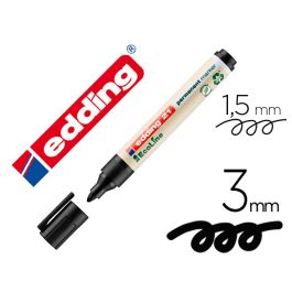 Rotulador Edding 21 Marcador Permanente Ecoline 90% Reciclado Color Negro Punta Redonda 1,5-3 mm Recargable 10 unidades