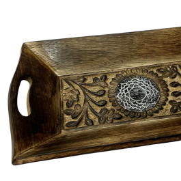 DKD Home Decor Bandeja Vaciabolsillos Árabe Marrón Mango y Metal 26 x 15 x 4 cm (6 Unidades)