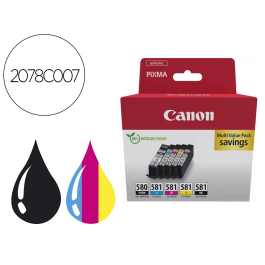 Canon Cartuchos Tinta PGI580BK / CLI581CMYBK Ecopack Pixma Multipack Original Precio: 61.68999991. SKU: B1KAV526L5