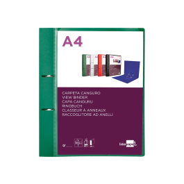 Liderpapel Carpeta Canguro 2 Anillas 40 mm Polipropileno DIN A4 Verde Translucido