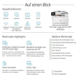 HP Color LaserJet Pro MFP M283fdw Impresora Multifunción Láser a Color, WiFi, LAN, A4