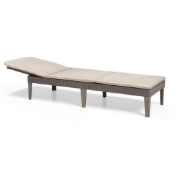 ALLIBERT by KETER Tumbona Jaipur de 4 posiciones con cojín, resina sintética imitación ratán, color capuchino, 187x58x29 cm ALLIBERT by KETER Tumbona Jaipur de 4 posiciones con cojín, resina sintética imitación ratán, color capuchino, 187x58x29 cm