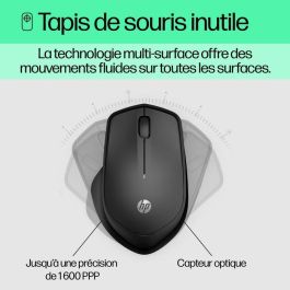 HP 280 Ratón Inalámbrico Silencioso Ergonómico, Batería 18 Meses, Tecnología Óptica Azul Multisuperficie