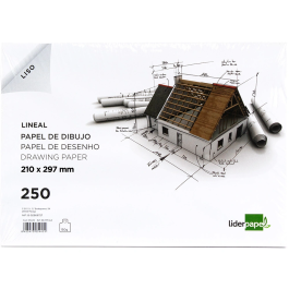 Liderpapel Papel Dibujo Lineal DIN A4 150 g/m², Blanco, Superficie Lisa para Lápices y Rotuladores