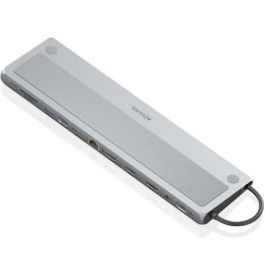 Aisens Dock Station USB-C 12 en 1, 2xHDMI, DisplayPort, RJ45, 3xUSB-A, USB-C, USB-C PD 100W, Lectores SD/microSD, Audio, Gris