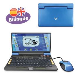 V-Tech 80-581247 Genio XL Bilingüe - Portátil Educativo con 160 Actividades (Español/Inglés), Teclado QWERTY +5 años