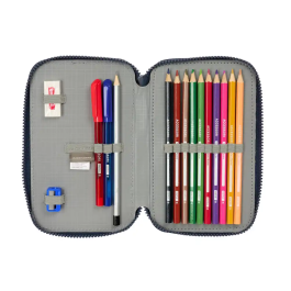 Estuche Escolar con Accesorios El Niño Kook Azul marino 12,5 x 19,5 x 4 cm 29 Piezas