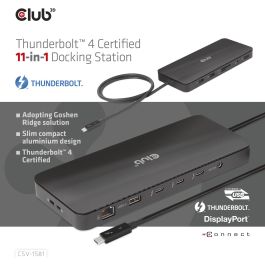 Club3D Docking Station Thunderbolt 4 11-en-1 para 2 Pantallas, USB, Ethernet, Lector SD, 140W Negro