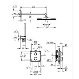 Grohe 34881000 Conjunto de ducha empotrado 1 chorro Mezclador termostático Gris Grohe 34881000 Conjunto de ducha empotrado 1 chorro Mezclador termostático Gris