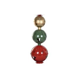 DKD Home Decor Figura Navidad Tradicional Portavela Metal Rojo Verde Dorado 61x163x61 cm Desmontable