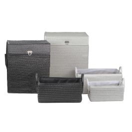 Cesta Basicos DKD Home Decor Blanco Negro 34 x 49 x 45 cm Set de 5 Precio: 61.02756. SKU: S3018656