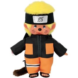 Bandai SE241088 Peluche Monchhichi Naruto Shippuden 20 cm Suave para Niños y Adultos con Banda Ninja de Konoha